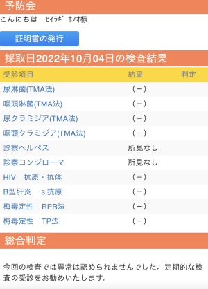 帝ではセラピストに月一回の性病検査実施を義務づけています